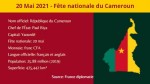 Chúc mừng ngày Quốc khánh nước Cộng hòa Cameroun (20/5/1972 - 20/5/2021)