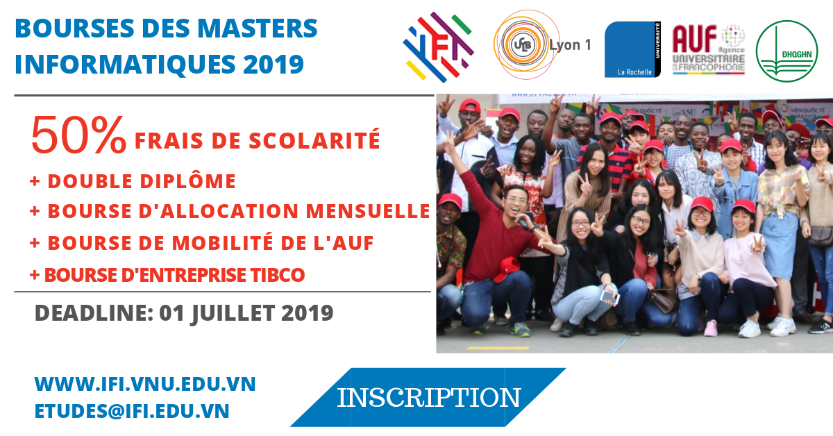 Appel à candidatures: Bourses d'études pour les Masters Informatiques de l'IFI 2019