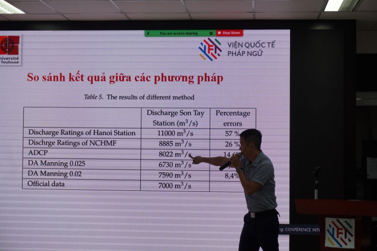  Ông Nguyễn Thành Đôn, Viện Quốc tế Pháp ngữ (IFI) với tham luận Phương pháp tiềm năng để nghiên cứu độ chính xác của lũ quét.